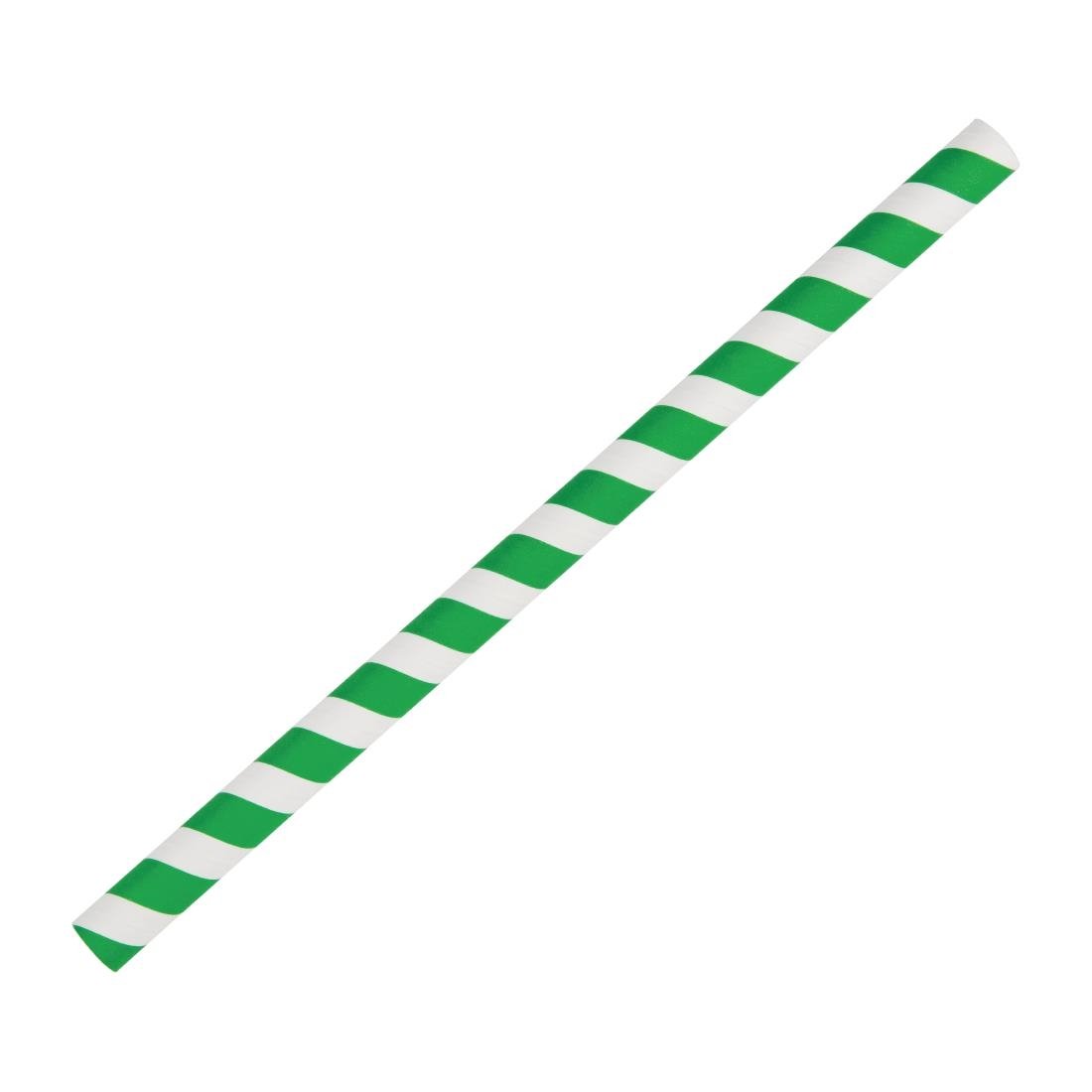 Fiesta Compostable Paper Smoothie Straws Green Stripes (Pack of 250) - FB148