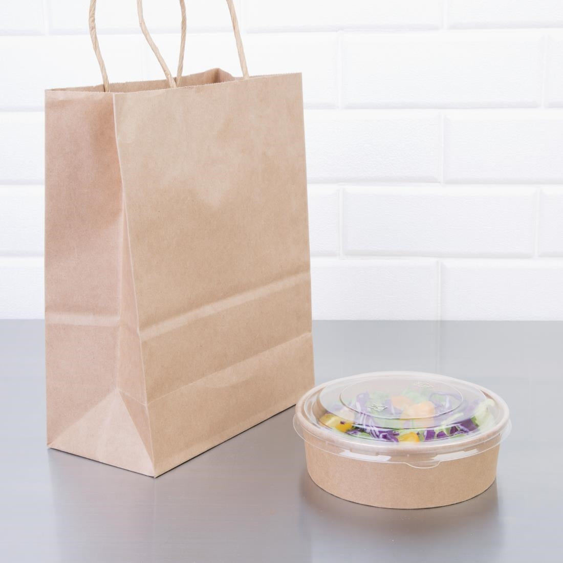 Fiesta Compostable Round Kraft Salad Bowls 500ml (Pack of 300) - FB196