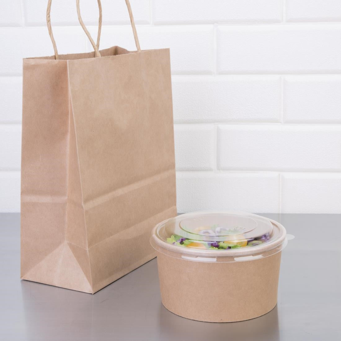 Fiesta Compostable Round Kraft Salad Bowls 1000ml (Pack of 300) - FB198