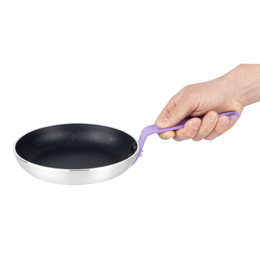 Hygiplas Aluminium Non-Stick Teflon Platinum Plus Frying Pan with Purple Handle 200mm - HT967