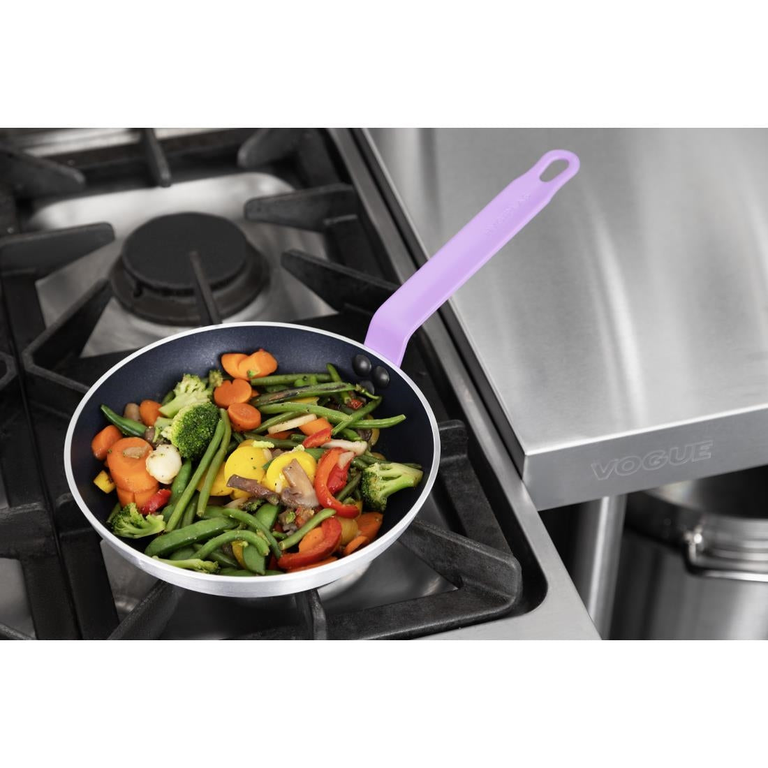 Hygiplas Aluminium Non-stick Teflon Platinum Plus Frying Pan with Purple Handle 240mm - HT968