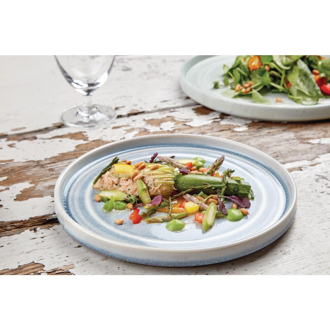 Olympia Cavolo Flat Round Plates Ice Blue 220mm (6 Pack) - FB568