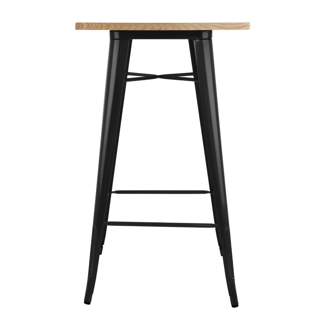 Bolero Bistro Metal Square Bar Table Black with Wooden Top 600mm - FB595