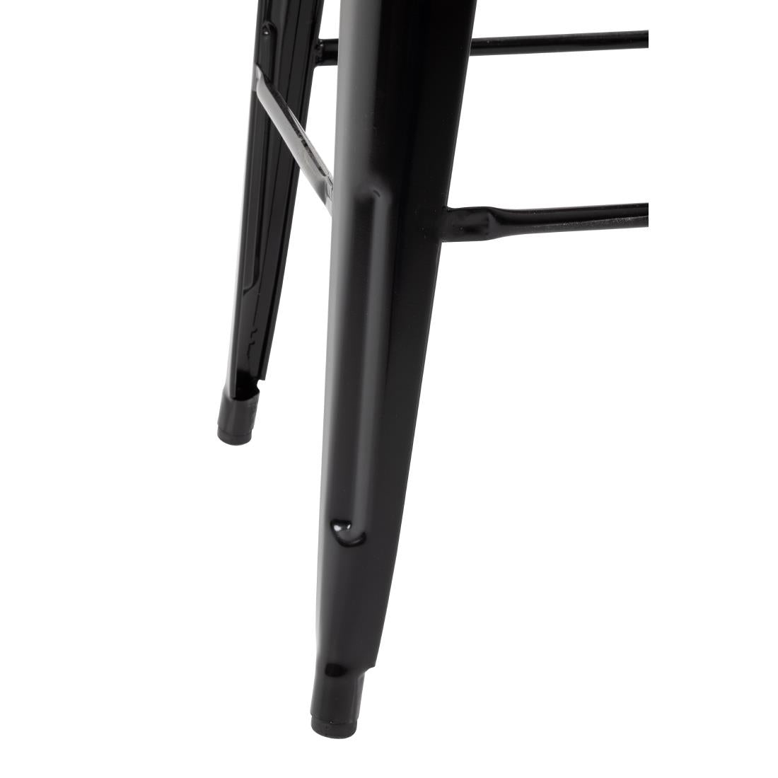 Bolero Bistro Metal High Bar Stool with Wooden Seat Pad and Back Rest Black (Pack of 4) - FB623