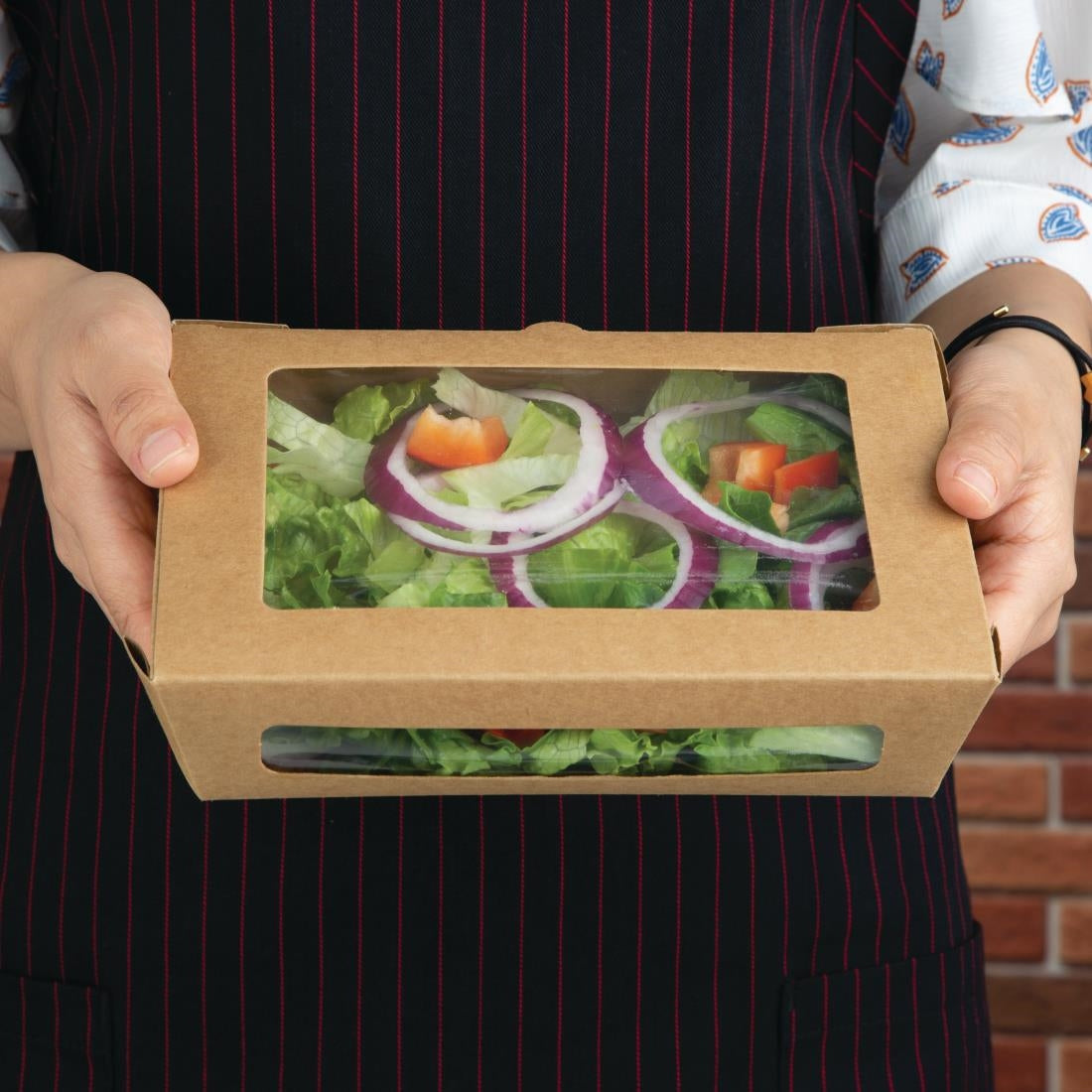Fiesta Compostable Salad Boxes with PLA Windows 1200ml (Pack of 200) - FB677