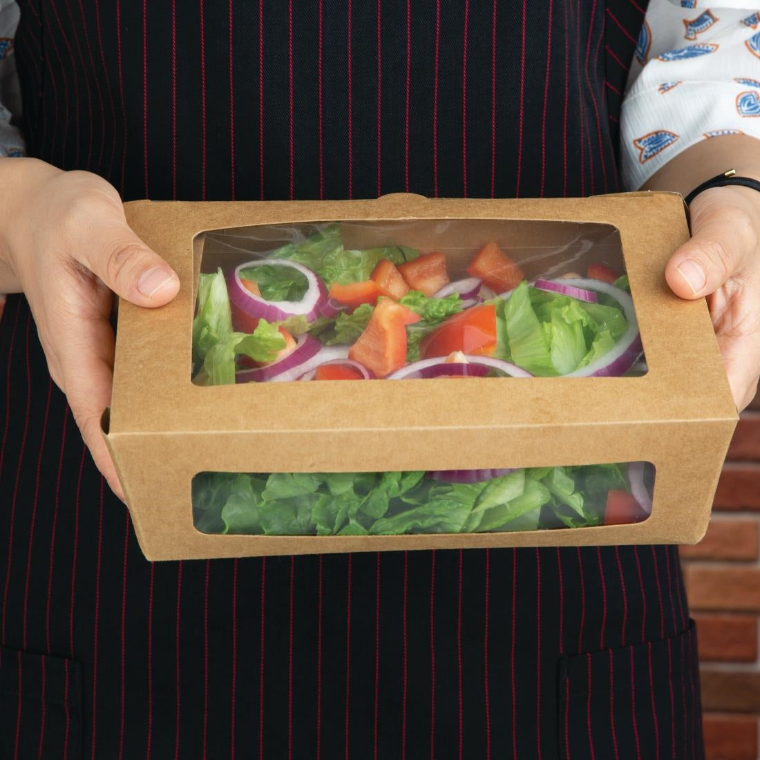 Fiesta Compostable Salad Boxes with PLA Windows 1600ml (Pack of 200) - FB678