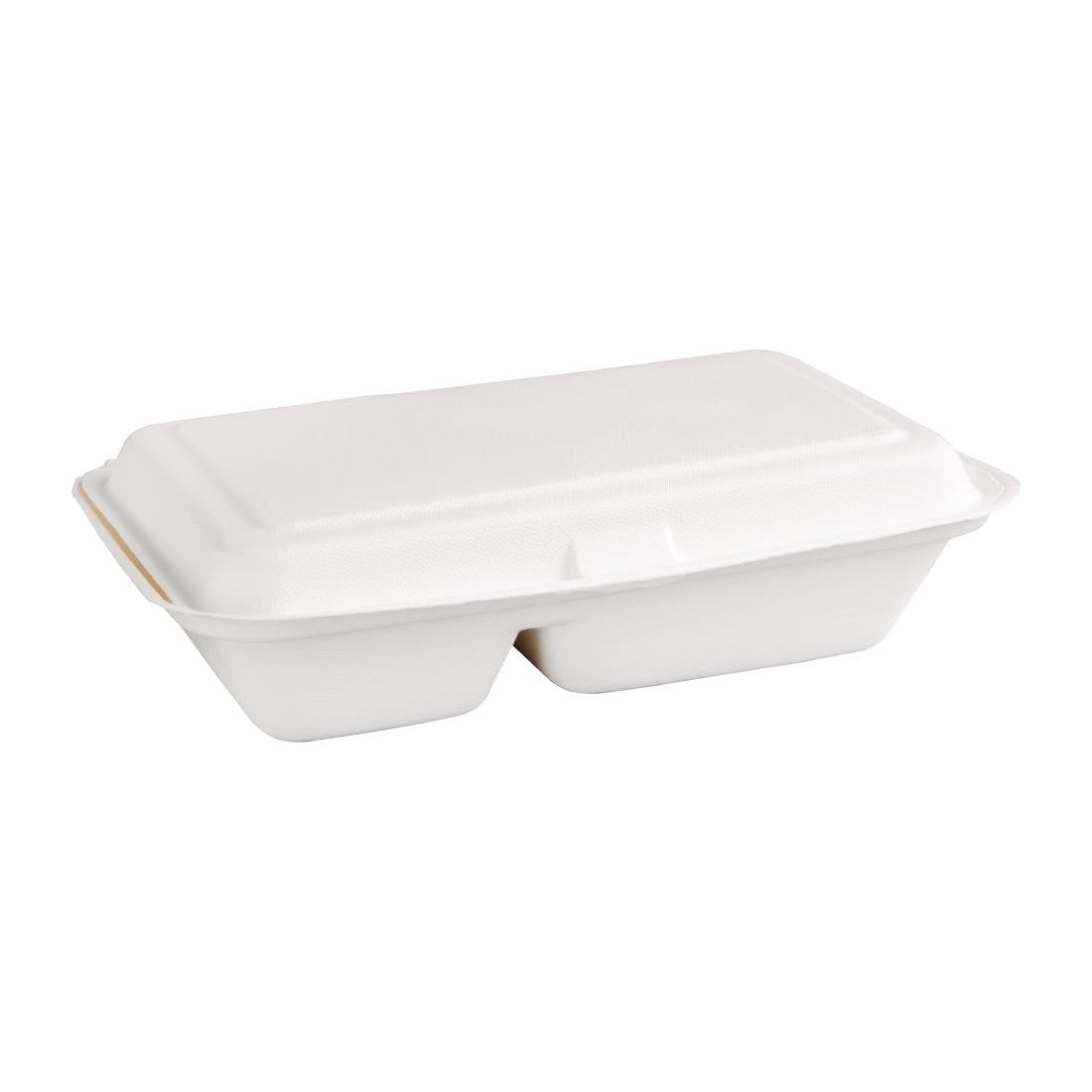Fiesta Compostable Bagasse Hinged 2-Compartment Food Containers 253mm (Pack of 200) - FC524