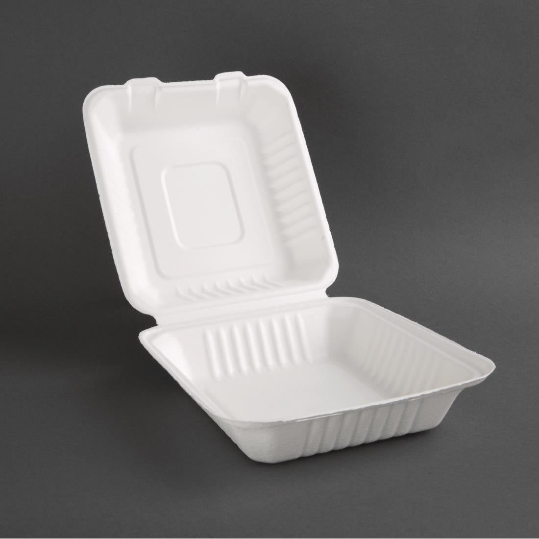 Fiesta Compostable Bagasse Hinged Food Containers 223mm (Pack of 200) - FC525
