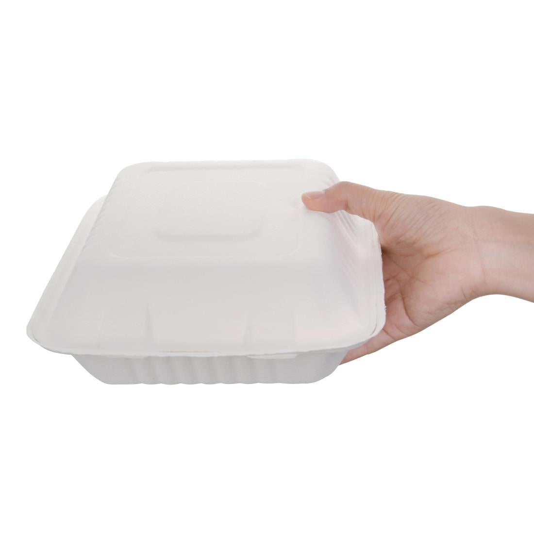 Fiesta Compostable Bagasse Hinged Food Containers 223mm (Pack of 200) - FC525