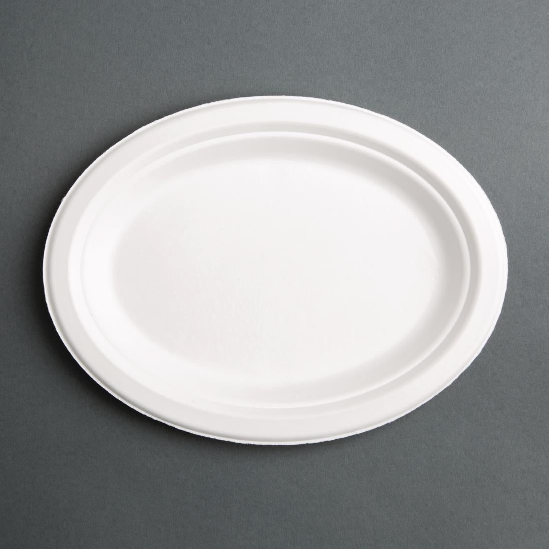 Fiesta Compostable Bagasse Oval Plates 316mm (Pack of 50) - FC535