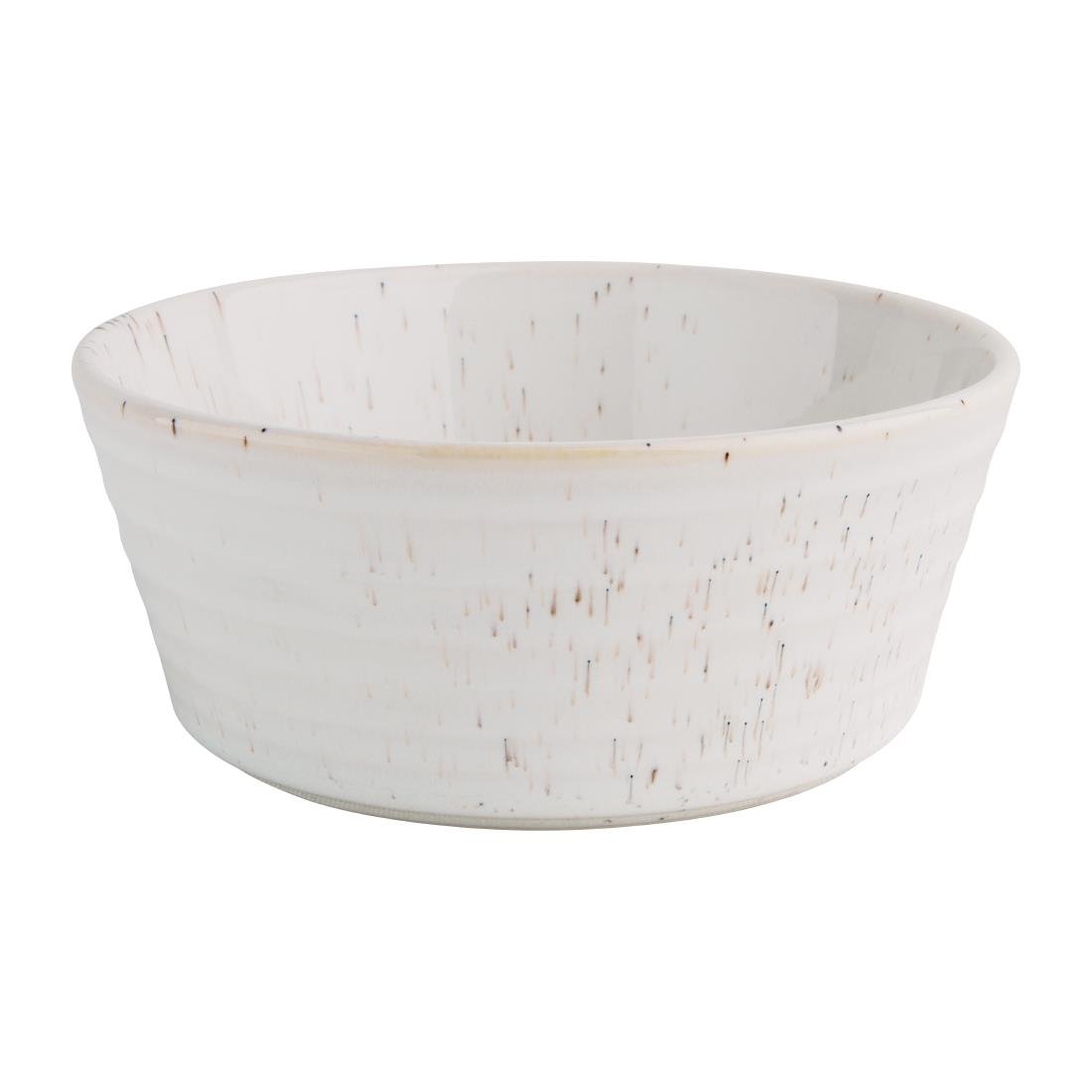 Olympia Cavolo Flat Round Bowls White Speckle 143mm (6 Pack) - FD900
