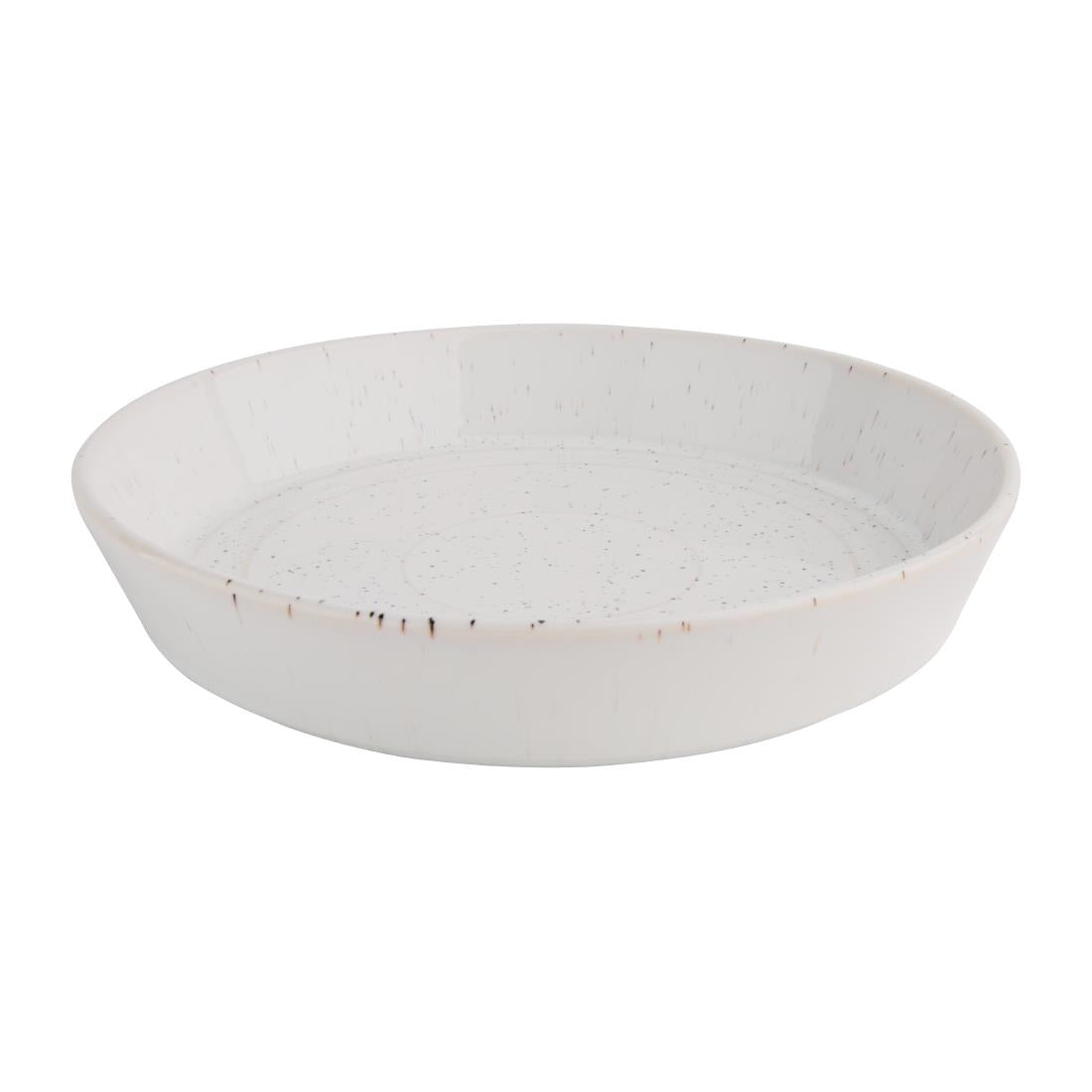 Olympia Cavolo Flat Round Bowls White Speckle 220mm (4 Pack) - FD901