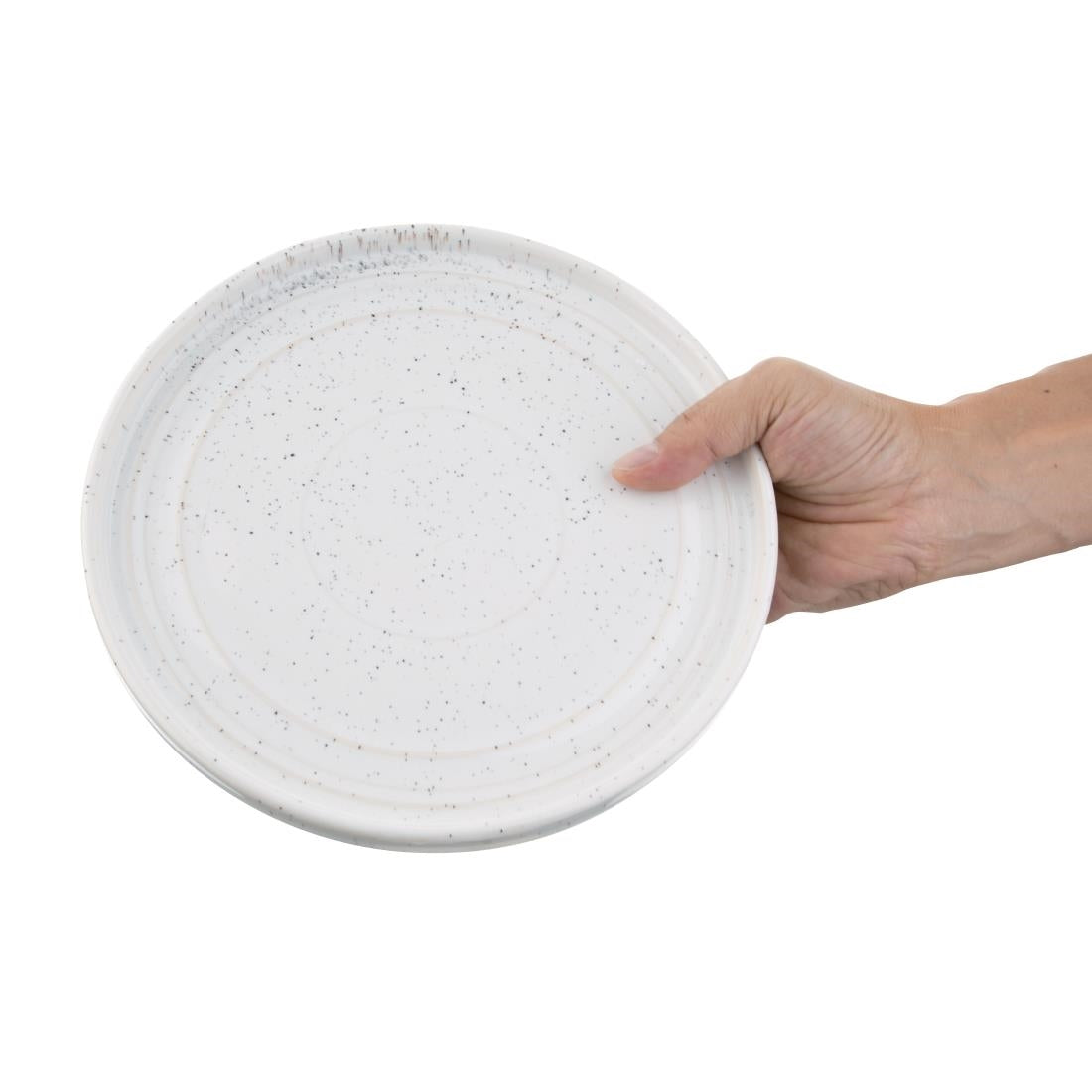 Olympia Cavolo White Speckle Flat Round Plate 220(Ø Pack)mm (6 Pack) - FD903