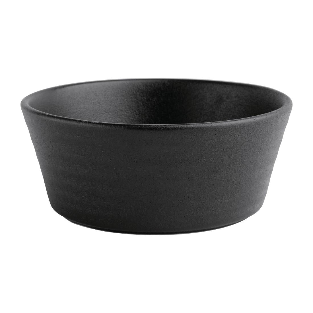 Olympia Cavolo Flat Round Bowls Textured Black 143mm (6 Pack) - FD906