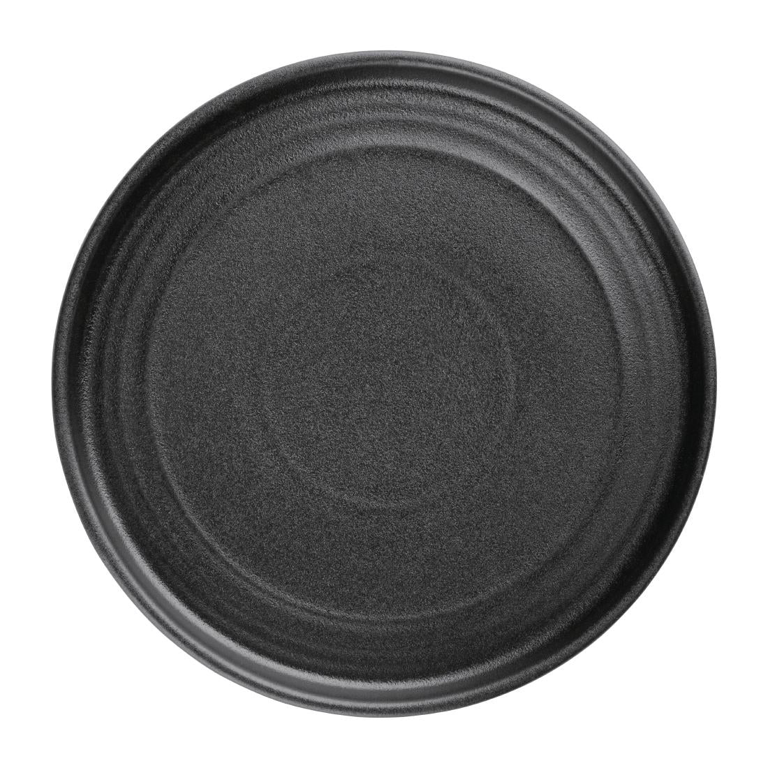 Olympia Cavolo Textured Black Flat Round Plate 180mm (6 Pack) - FD908