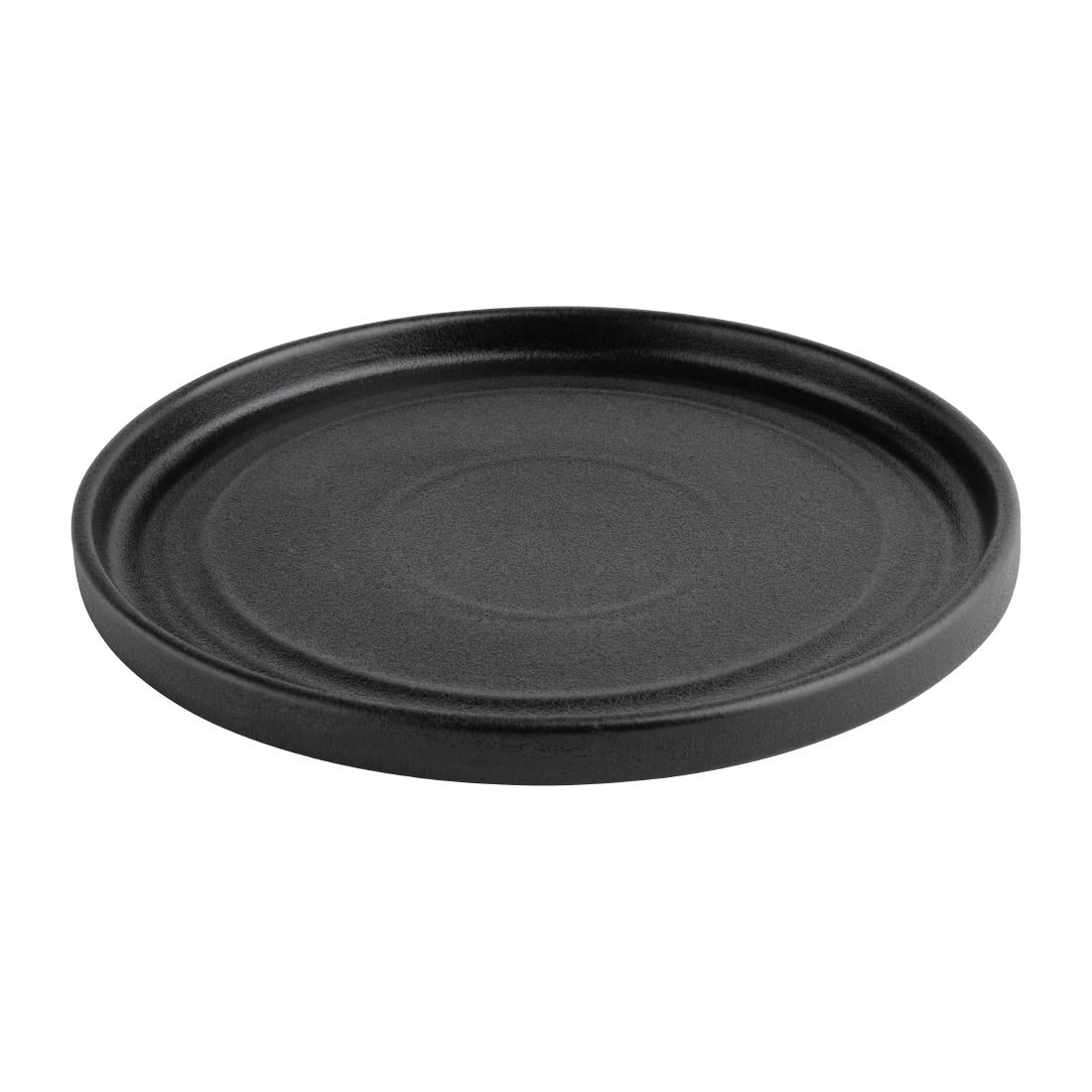 Olympia Cavolo Textured Black Flat Round Plate 180mm (6 Pack) - FD908