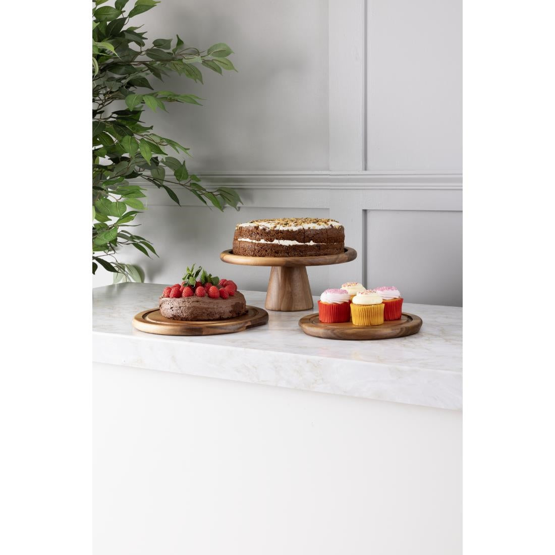 Olympia Acacia Cake Stand 305(Ø)x127(H)mm - FE150