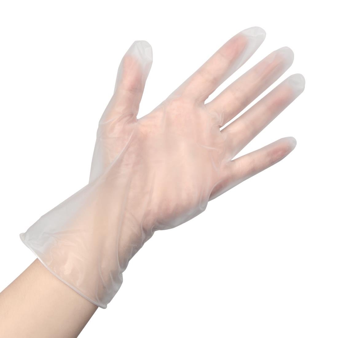 Vogue Powder Free Clear Vinyl Food Prep Gloves S (Pack of 100) - FJ876-S