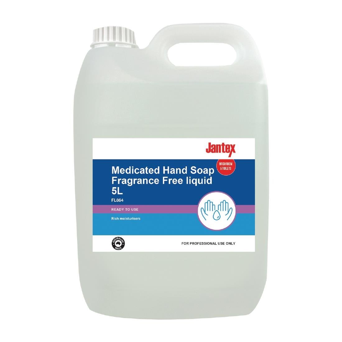 Jantex Medicated Hand Soap Fragrance Free Liquid 5Ltr - FL864