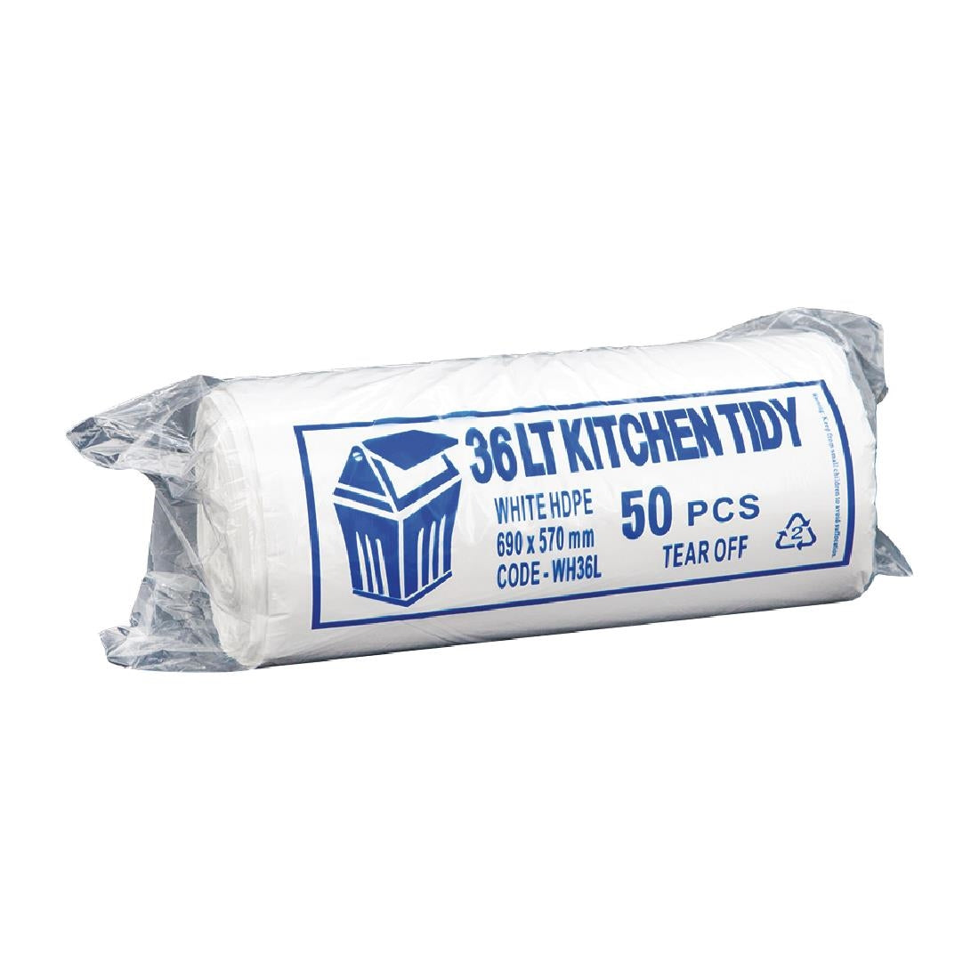 Jantex Kitchen Tidy White Garbage Bags Large 36Ltr (Pack of 50) - FL876