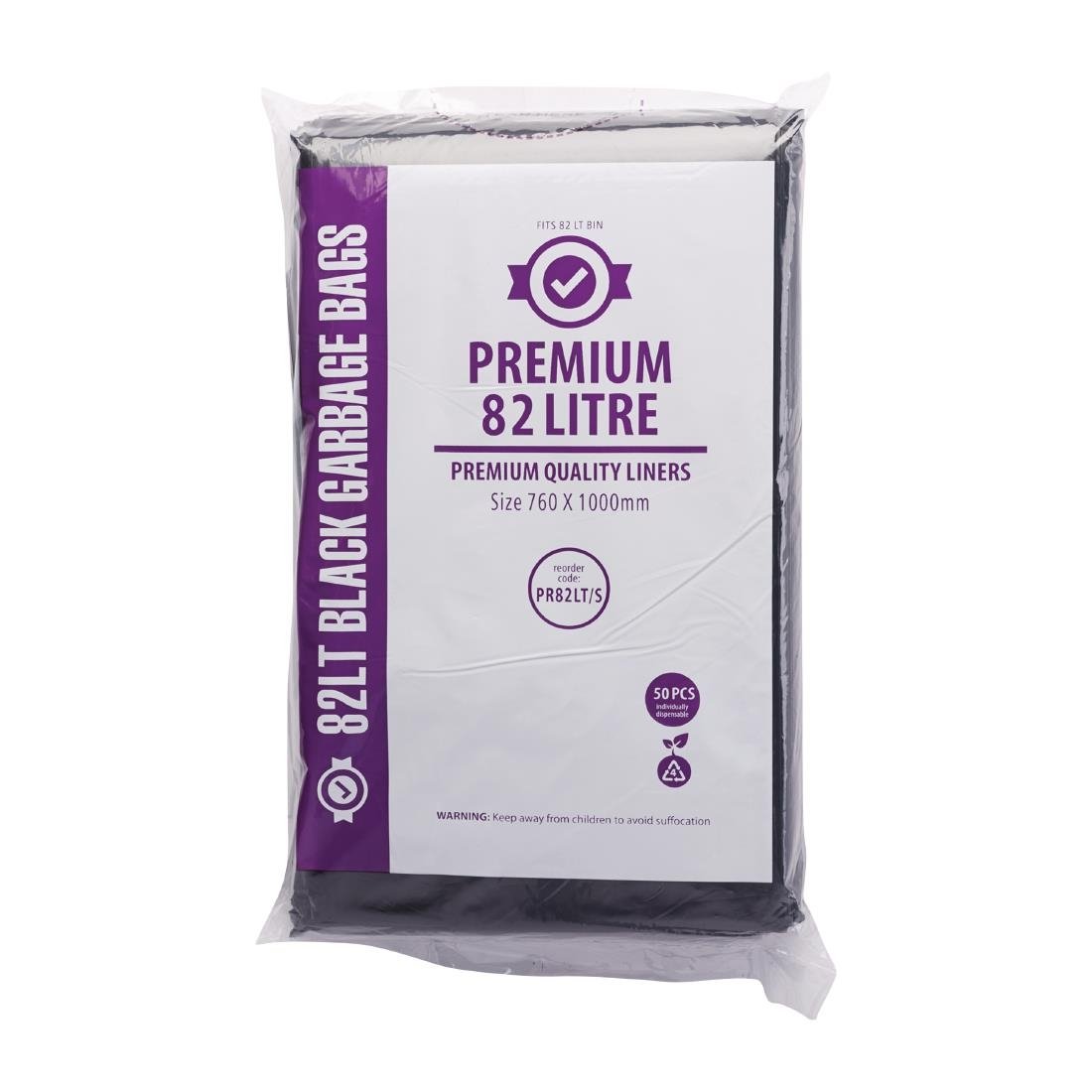 Jantex Premium Garbage Bags Black 82Ltr (Pack of 50) - FL878