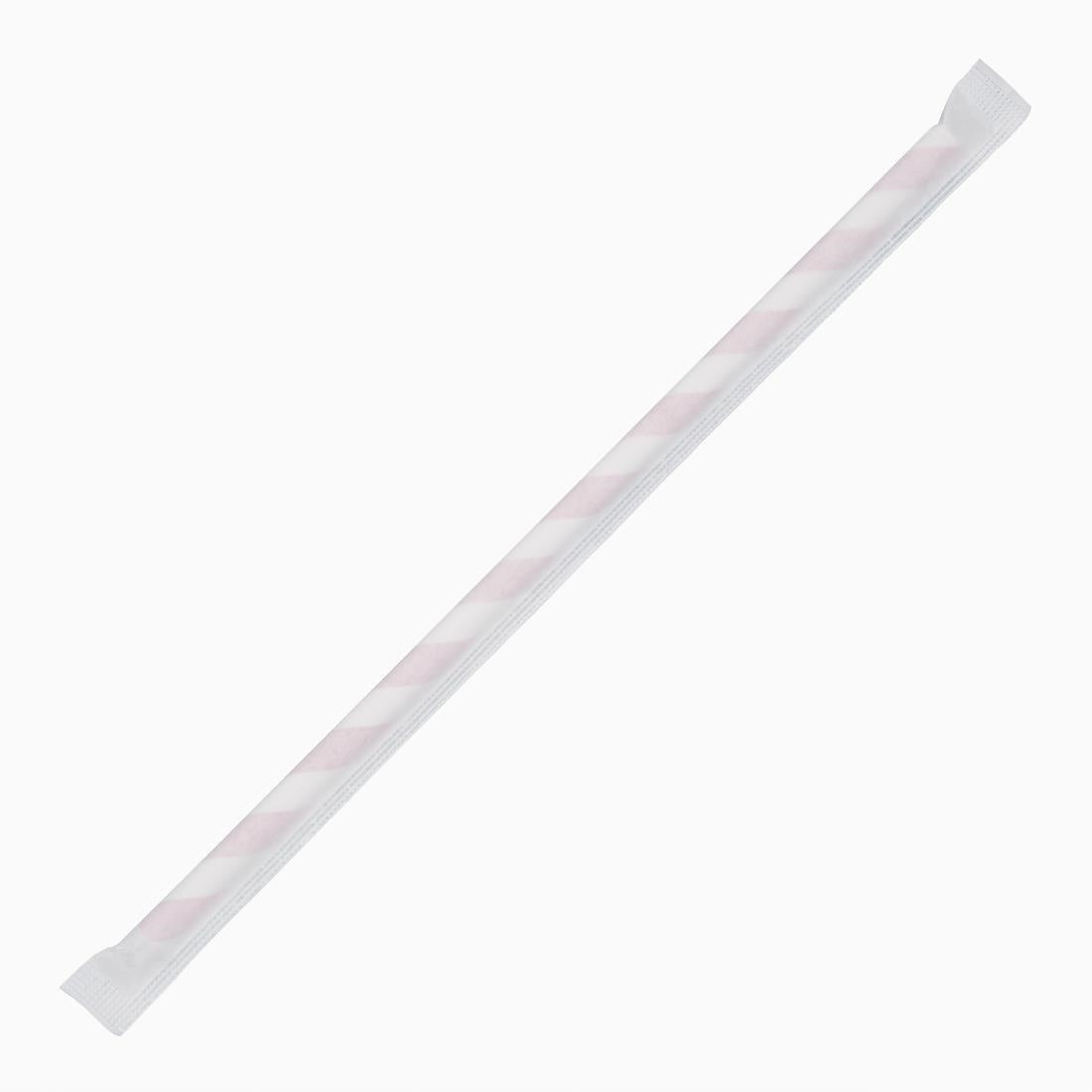 Fiesta Compostable Individually Wrapped Paper Straws Red Stripes (Pack of 250) - FP442