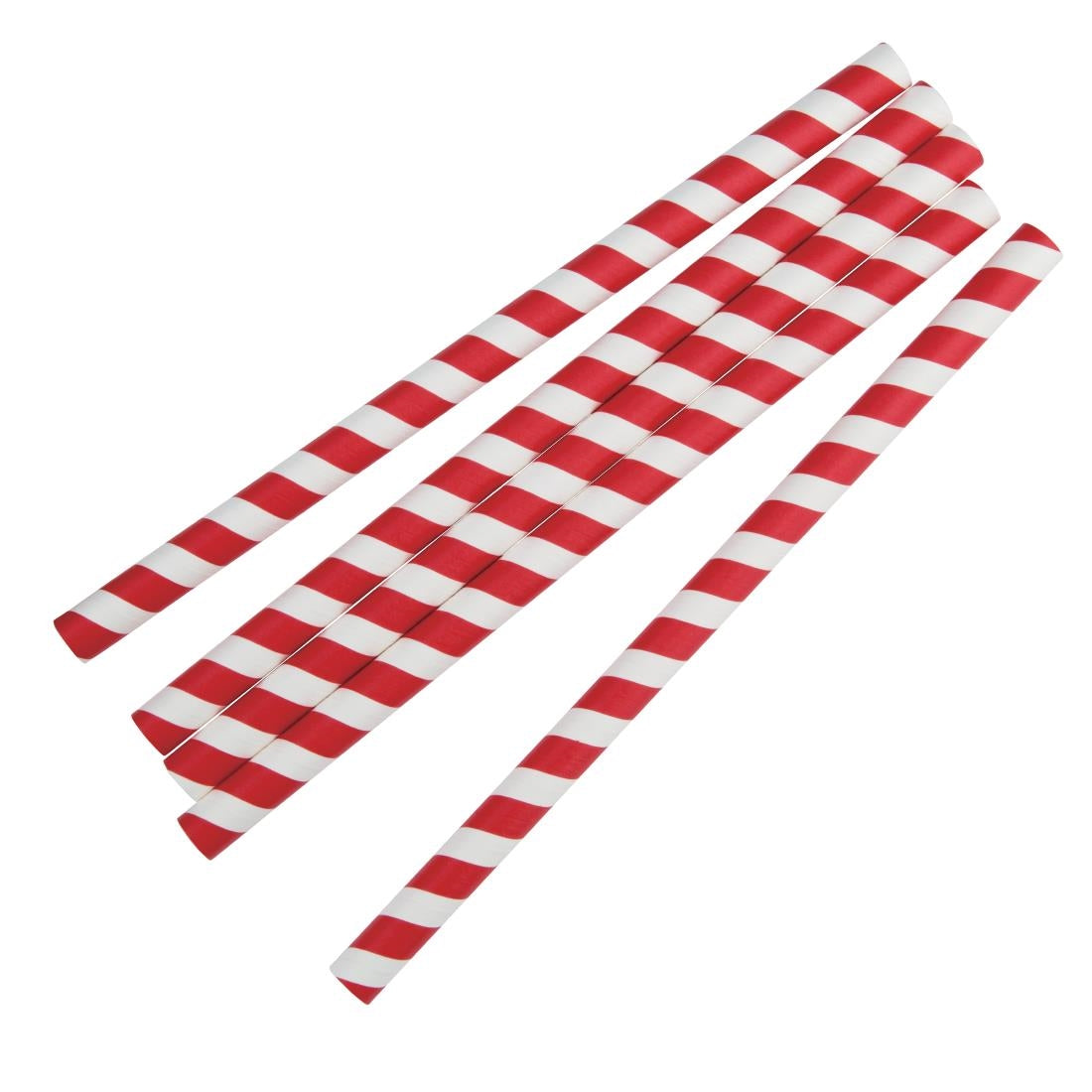 Fiesta Compostable Individually Wrapped Paper Smoothie Straws Red Stripes (Pack of 250) - FP443