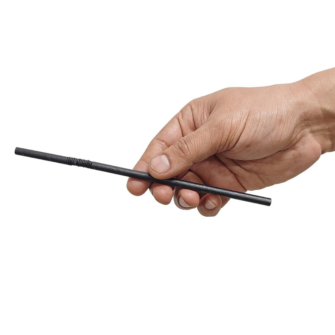 Fiesta Compostable Individually Wrapped Bendy Paper Straws Black (Pack of 250) - FP444