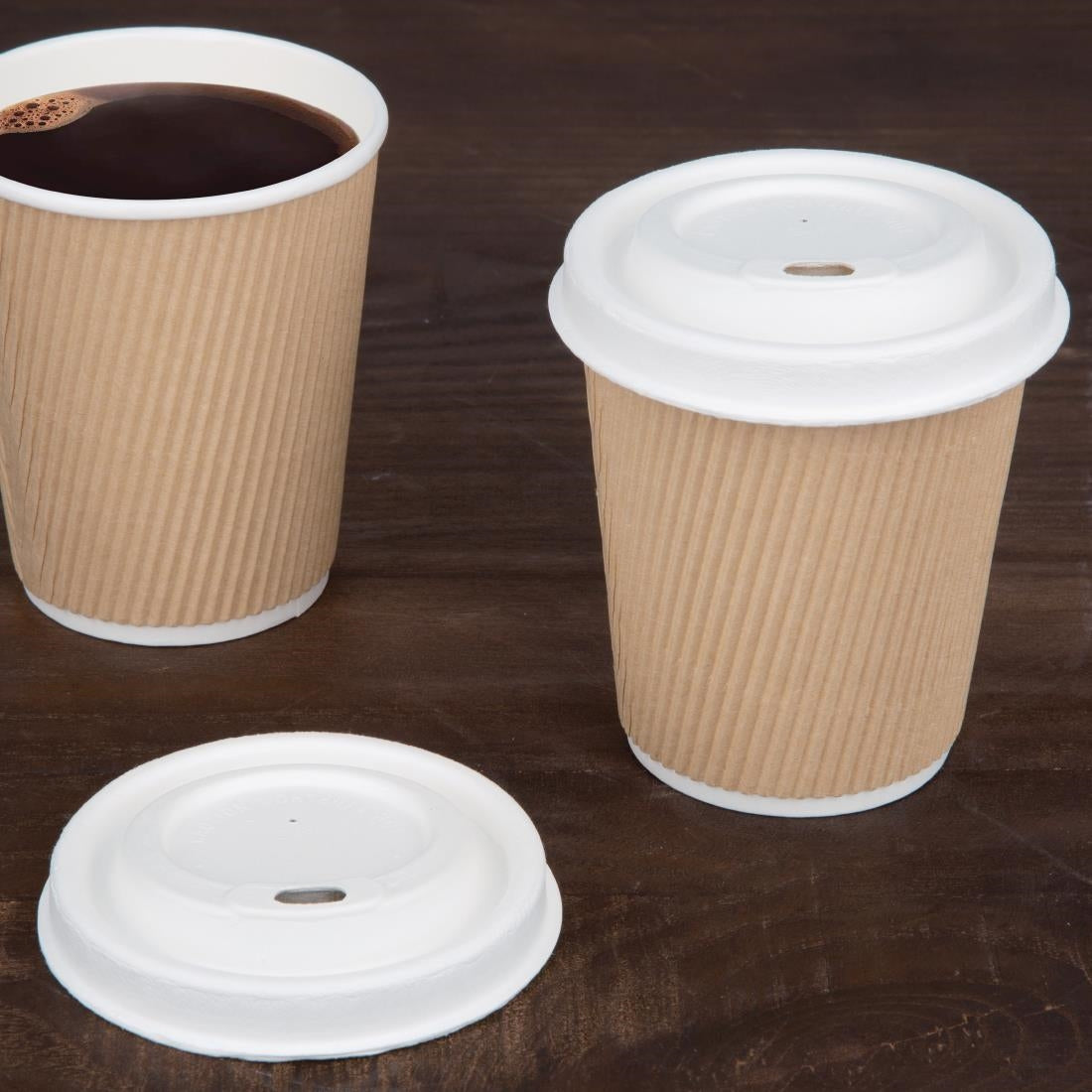Fiesta Compostable Bagasse Coffee Cup Lids 225ml (Pack of 1000) - FS060