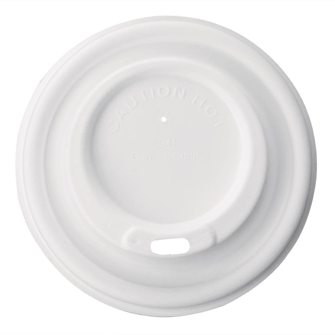 Fiesta Compostable Bagasse Coffee Cup Lids 340ml (Pack of 1000) - FS061