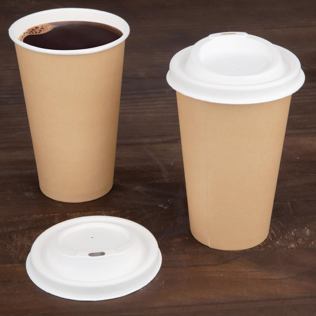 Fiesta Compostable Bagasse Coffee Cup Lids 340ml (Pack of 1000) - FS061