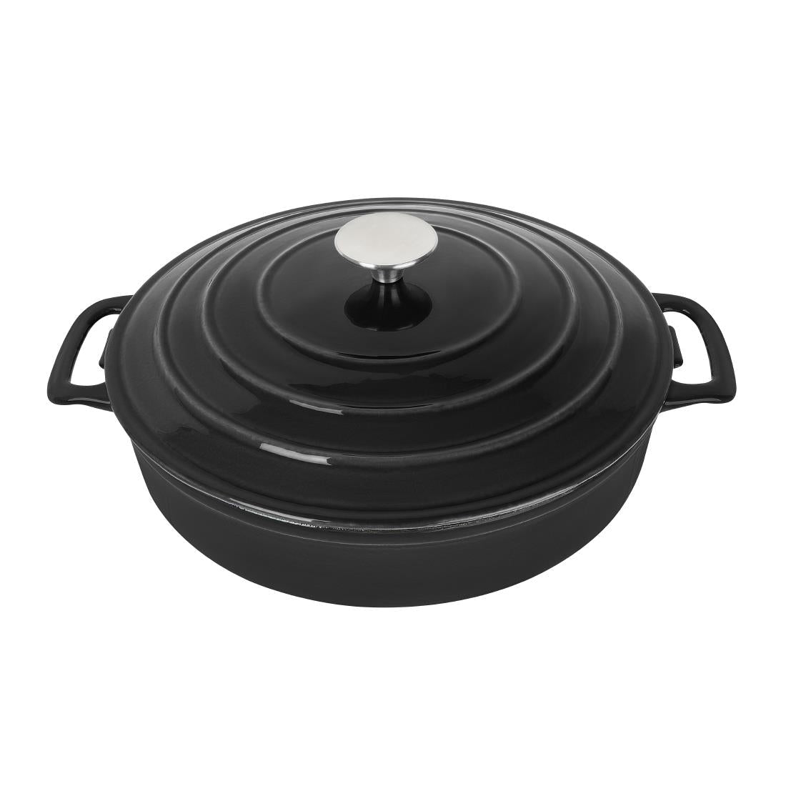 Vogue Round Saute Pan Black 3.5Ltr 280(D)x65(H)mm - FS477