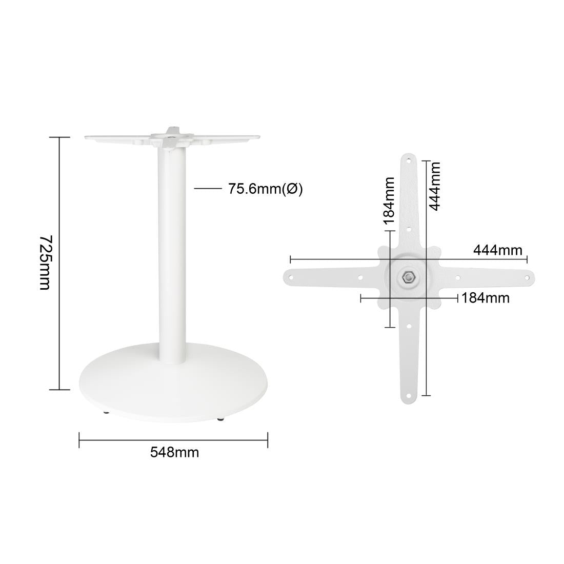 Bolero Cast Iron Round Table Base White - FT029