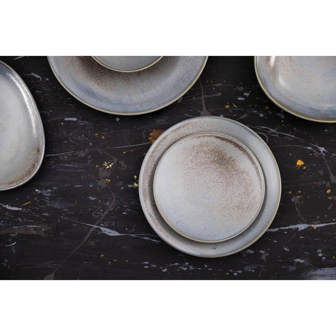 Olympia Ember Blue Triangle Plates 250mm (6 Pack) - FU179