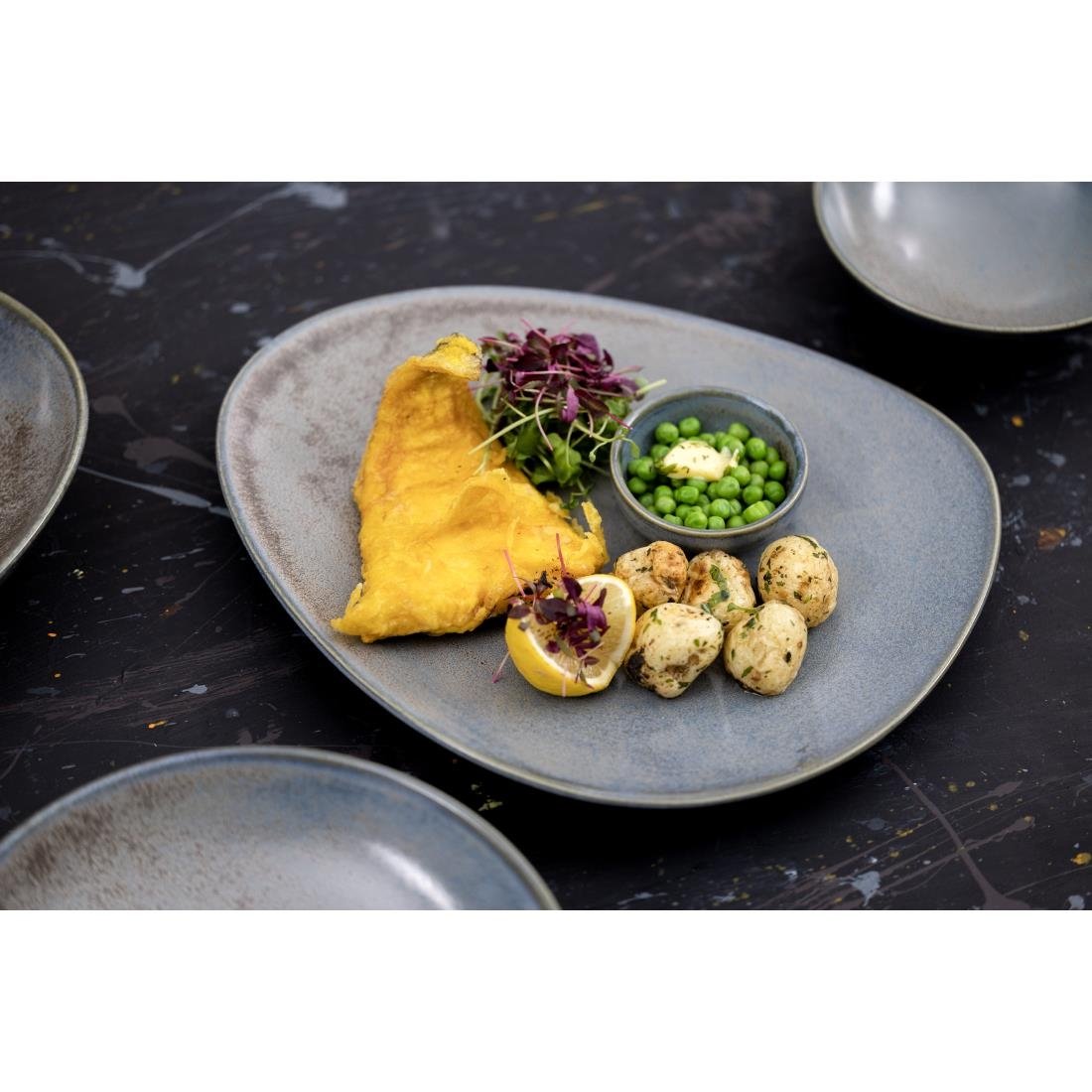 Olympia Ember Blue Triangle Plates 250mm (6 Pack) - FU179