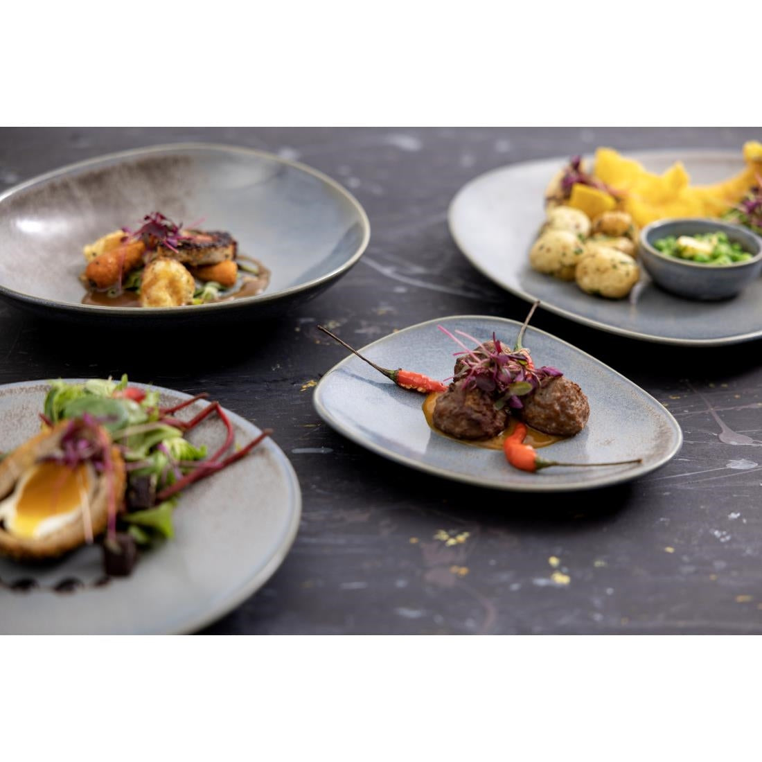 Olympia Ember Blue Coupe Plates 230mm (6 Pack) - FU171