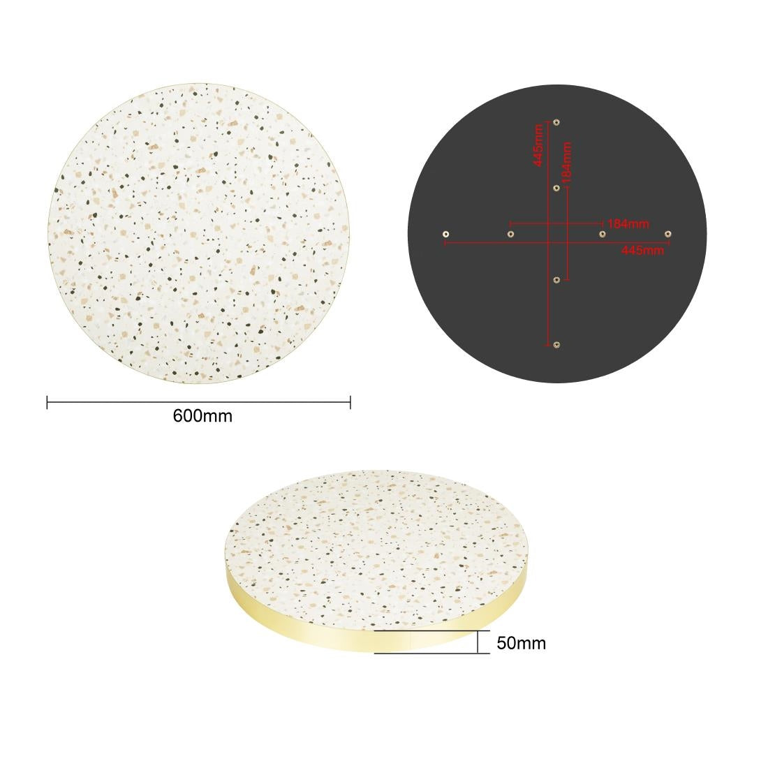 Bolero Terrazzo Style Round Table Top 600mm - FU518