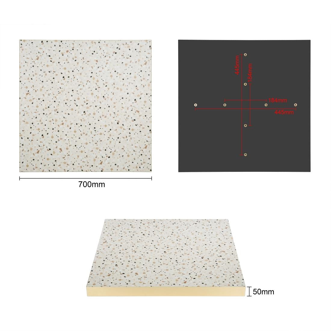 Bolero Terrazzo Style Square Table Top 700x700mm - FU519
