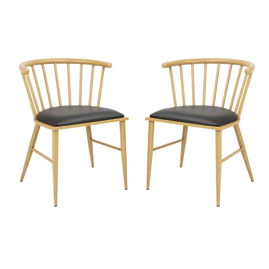 Bolero Harrowdene Padded Metal Side Chairs Wood Effect (2 Pack) - FU528