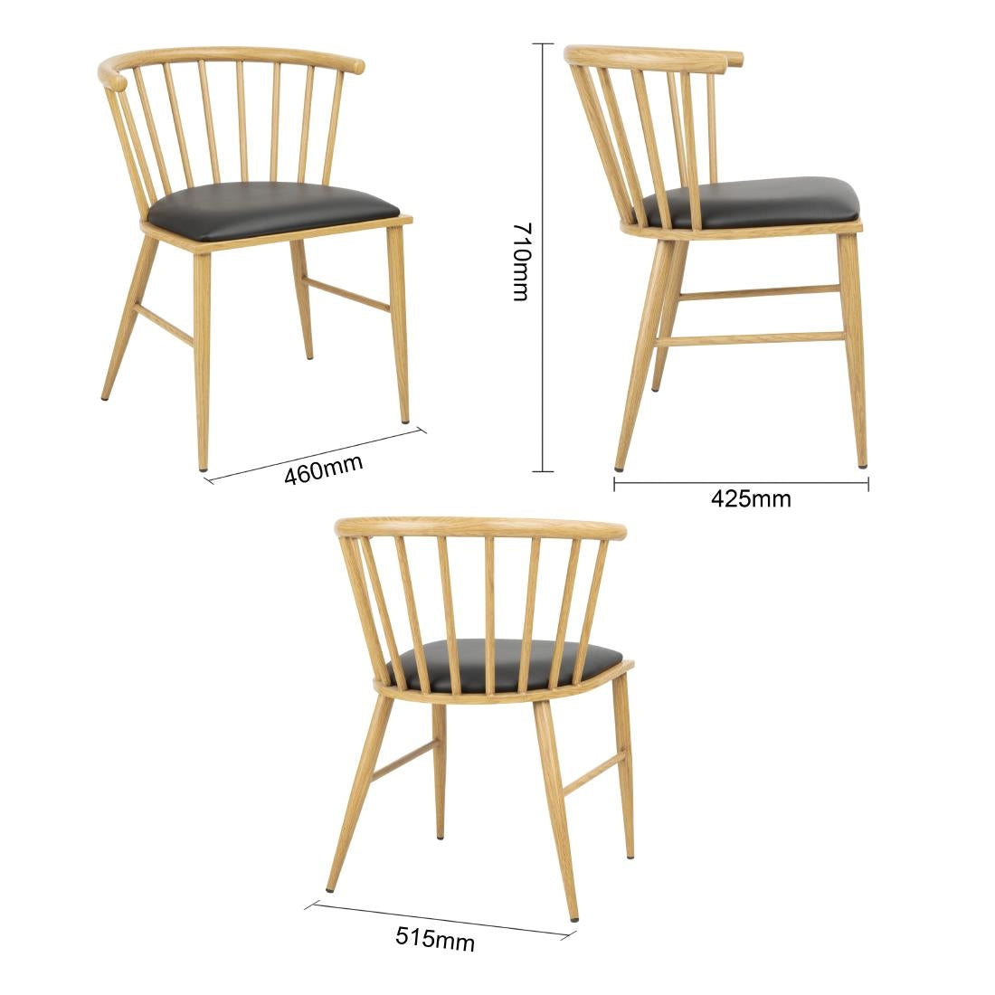 Bolero Harrowdene Padded Metal Side Chairs Wood Effect (2 Pack) - FU528