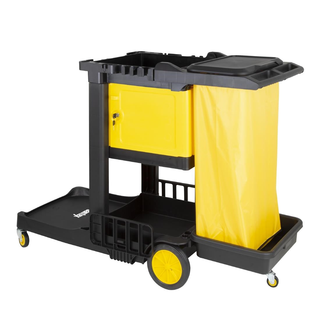 Jantex Cleaning Trolley Black with Lockable Cabinet - FU998