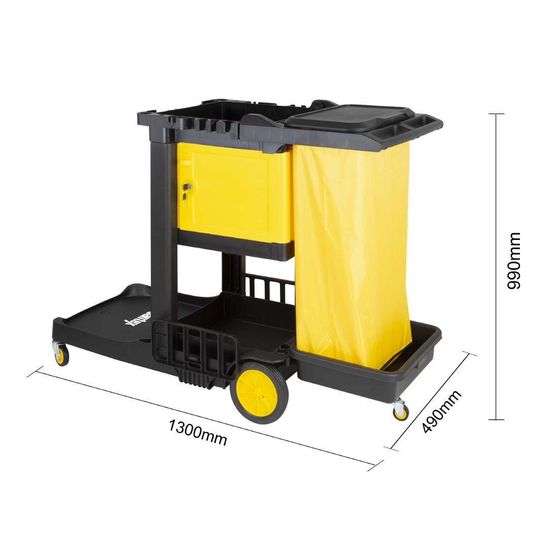 Jantex Cleaning Trolley Black with Lockable Cabinet - FU998