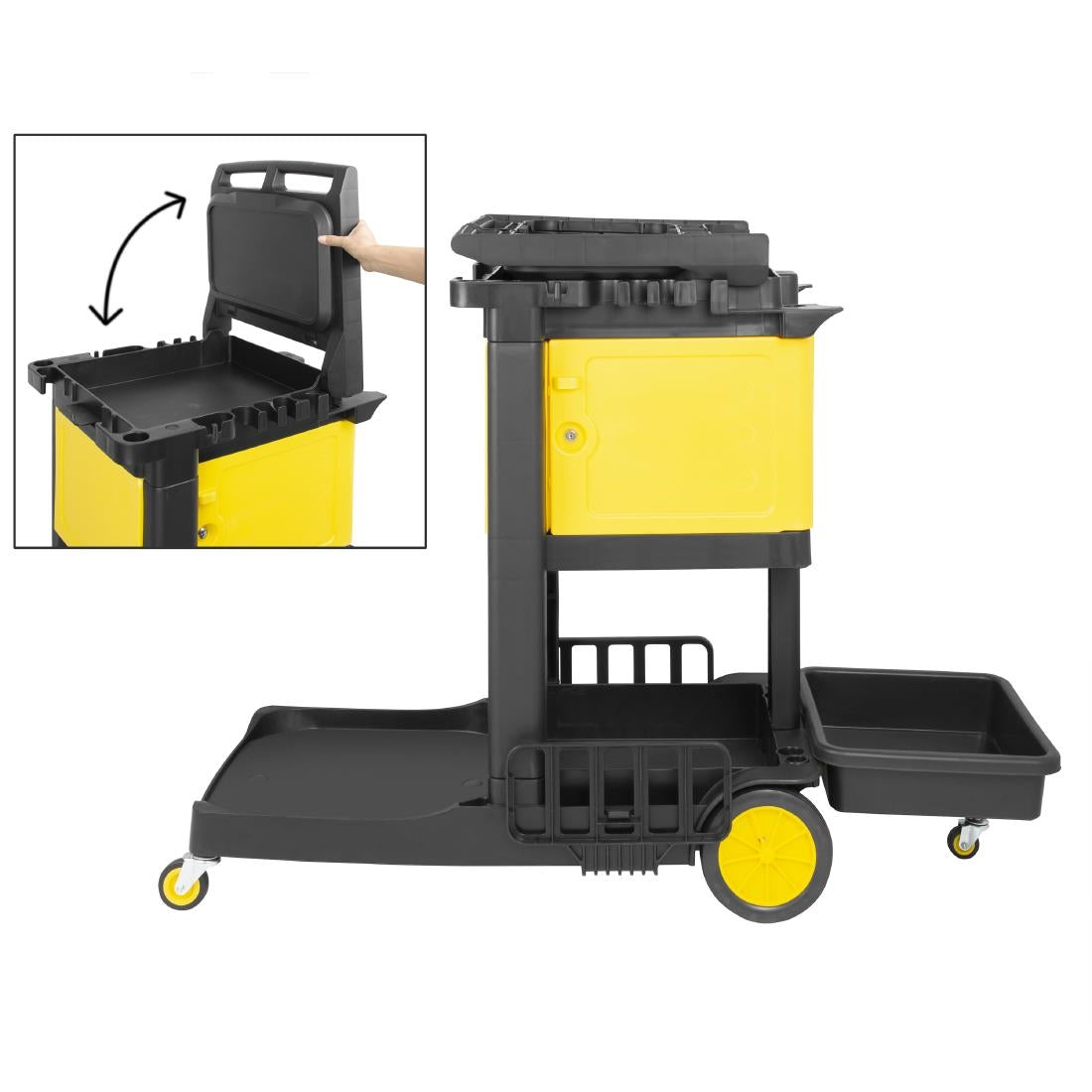 Jantex Cleaning Trolley Black with Lockable Cabinet - FU998