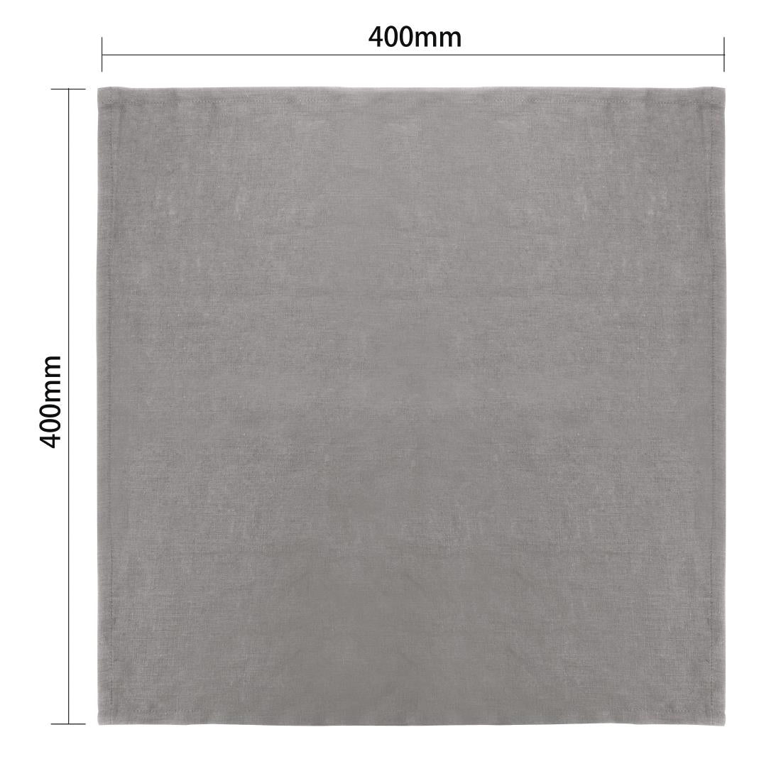 Olympia Linen Table Napkin Grey 400x400mm (12 Pack) - FW698