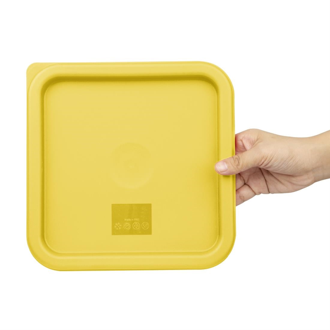 Hygiplas Square Food Storage Container Lid Yellow Medium - FX138