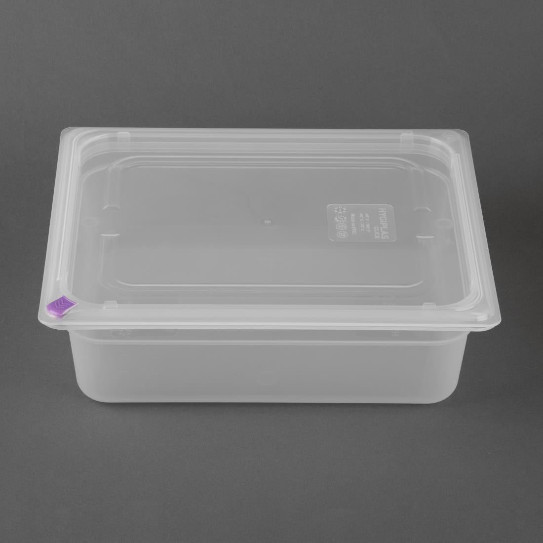 Hygiplas Click PP 1/2 GN Container with Lid & 7 Colour Clips 100mm 5.9 Ltr (4 Pack) - FZ089