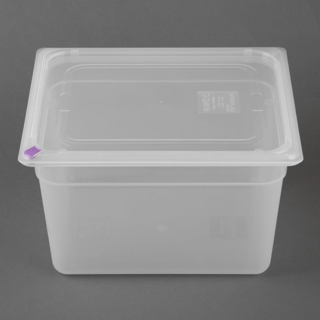 Hygiplas Click PP 1/2 GN Container with Lid & 7 Colour Clips 200mm 11.7Ltr (4 Pack) - FZ091