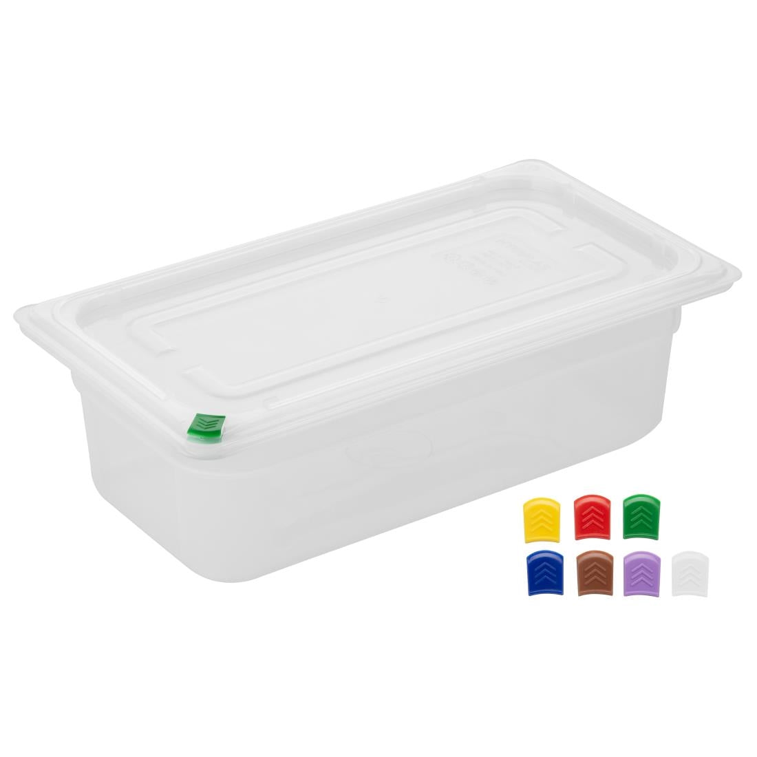 Hygiplas Click PP 1/3 GN Container with Lid & 7 Colour Clips 100mm 3.6Ltr (4 Pack) - FZ092