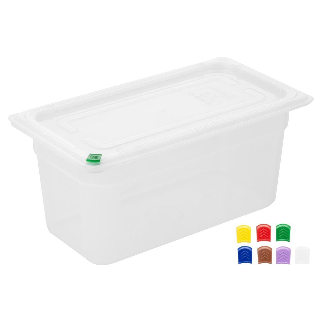 Hygiplas Click PP 1/3 GN Container with Lid & 7 Colour Clips 150mm 5.3Ltr (4 Pack) - FZ093