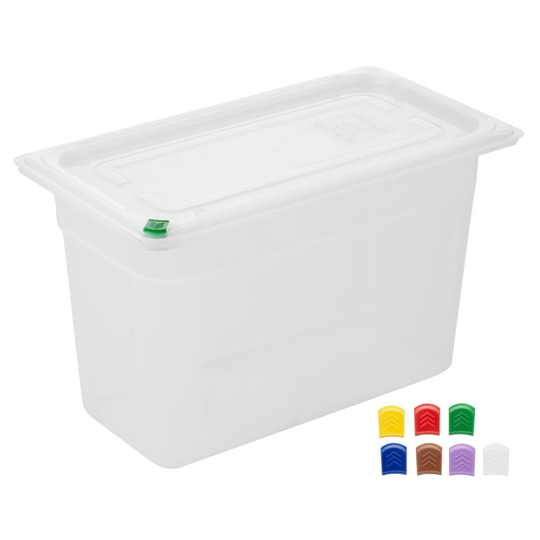 Hygiplas Click PP 1/3 GN Container with Lid & 7 Colour Clips 200mm 6.9Ltr (4 Pack) - FZ094
